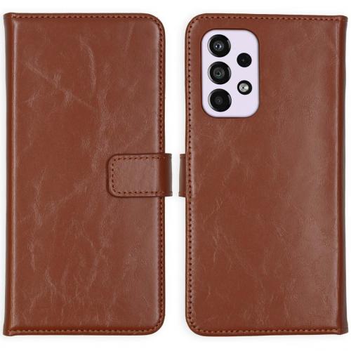 Selencia Echt Lederen Booktype voor de Samsung Galaxy A33 - Lichtbruin