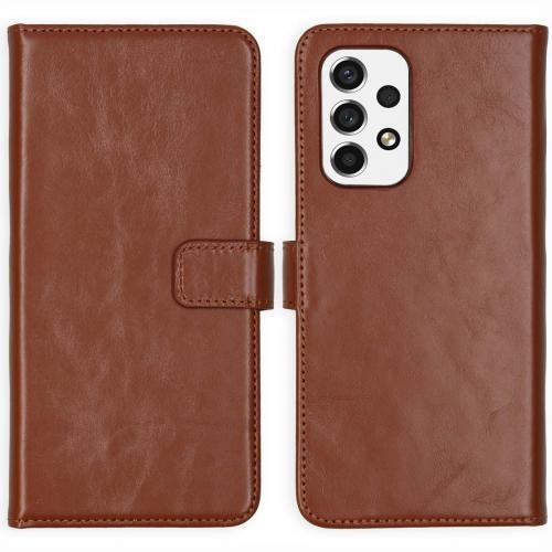 Selencia Echt Lederen Booktype voor de Samsung Galaxy A53 - Lichtbruin