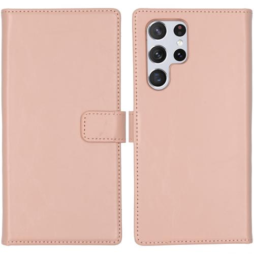 Selencia Echt Lederen Booktype voor de Samsung Galaxy S22 Ultra - Dusty Pink
