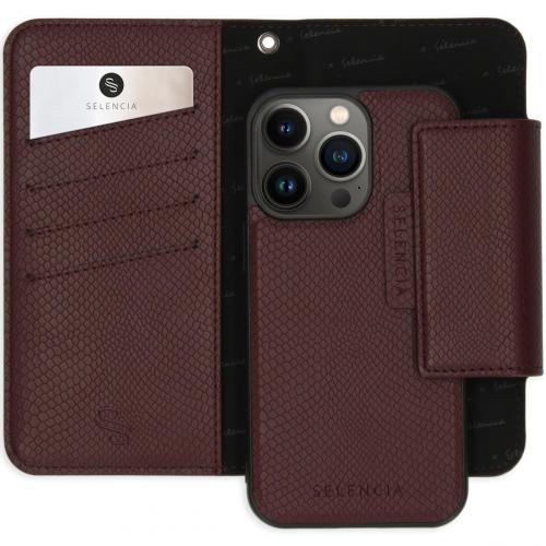 Selencia Llyr 2-in-1 Uitneembare Slang Bookcase voor de iPhone 13 Pro - Donkerrood