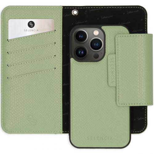 Selencia Llyr 2-in-1 Uitneembare Slang Bookcase voor de iPhone 13 Pro - Groen