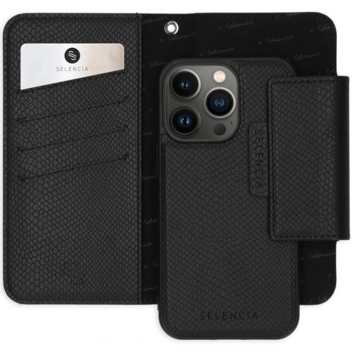 Selencia Llyr 2-in-1 Uitneembare Slang Bookcase voor de iPhone 13 Pro - Zwart