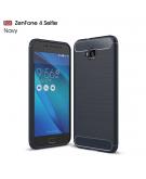 Shop4 - Asus Zenfone 4 Selfie Hoesje - Zachte Back Case Brushed Carbon Blauw