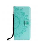 Shop4 - Huawei P30 Lite Hoesje - Wallet Case Mandala Patroon Mint Groen
