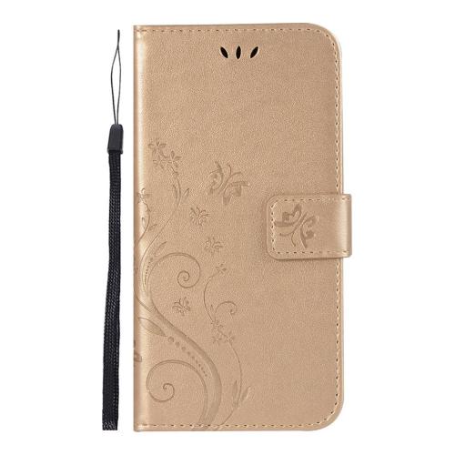 Shop4 - Huawei Y6 2019 Hoesje - Wallet Case Vlinder Patroon Goud