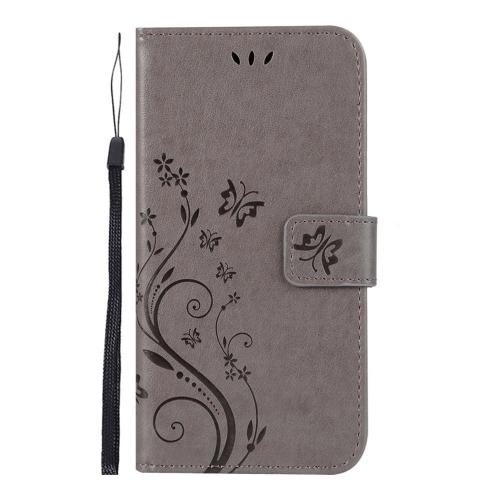 Shop4 - Huawei Y6 2019 Hoesje - Wallet Case Vlinder Patroon Grijs