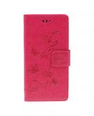 Shop4 - iPhone 11 Pro Hoesje - Wallet Case Bloemen Vlinder Rood