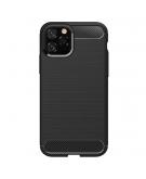 Shop4 - iPhone 11 Pro Hoesje - Zachte Back Case Brushed Carbon Zwart