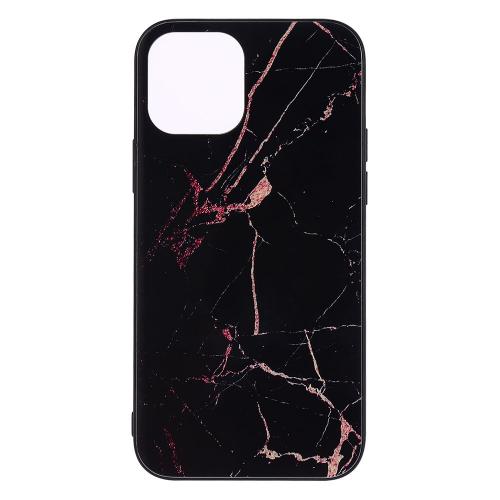 Shop4 - iPhone 12 Hoesje - Harde Back Case Marmer Zwart