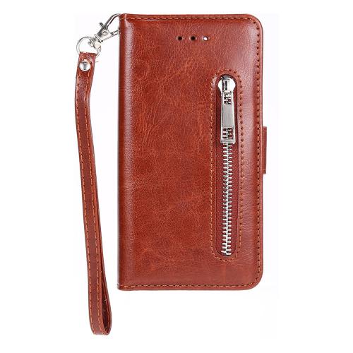 Shop4 - iPhone 12 Hoesje - Wallet Case Cabello met Ritssluiting Bruin