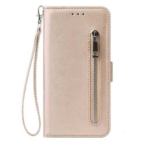 Shop4 - iPhone 12 Hoesje - Wallet Case Cabello met Ritssluiting Goud