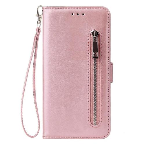 Shop4 - iPhone 12 Hoesje - Wallet Case Cabello met Ritssluiting Rosé Goud