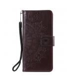 Shop4 - iPhone 12 Hoesje - Wallet Case Mandala Patroon Donker Bruin