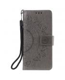 Shop4 - iPhone 12 Hoesje - Wallet Case Mandala Patroon Grijs
