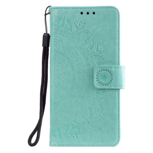 Shop4 - iPhone 12 Hoesje - Wallet Case Mandala Patroon Mint Groen