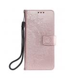 Shop4 - iPhone 12 Hoesje - Wallet Case Mandala Patroon Rosé Goud