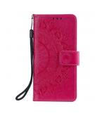 Shop4 - iPhone 12 Hoesje - Wallet Case Mandala Patroon Roze
