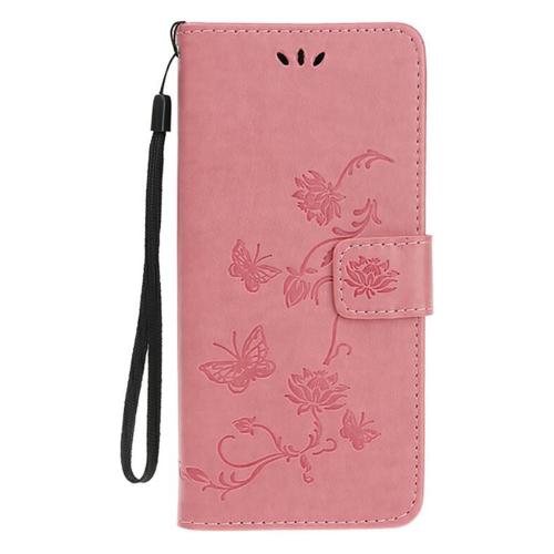 Shop4 - iPhone 12 Hoesje - Wallet Case Vlinder Patroon Roze