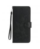 Shop4 - iPhone 12 Hoesje - Wallet Case Vlinder Patroon Zwart