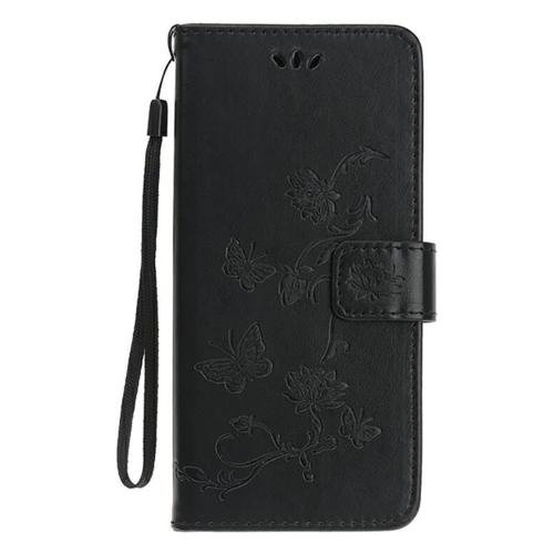 Shop4 - iPhone 12 Hoesje - Wallet Case Vlinder Patroon Zwart