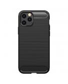 Shop4 - iPhone 12 Hoesje - Zachte Back Case Brushed Carbon Zwart