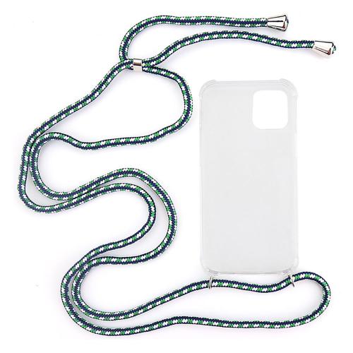 Shop4 - iPhone 12 Hoesje - Zachte Back Case met Koord Multi Groen