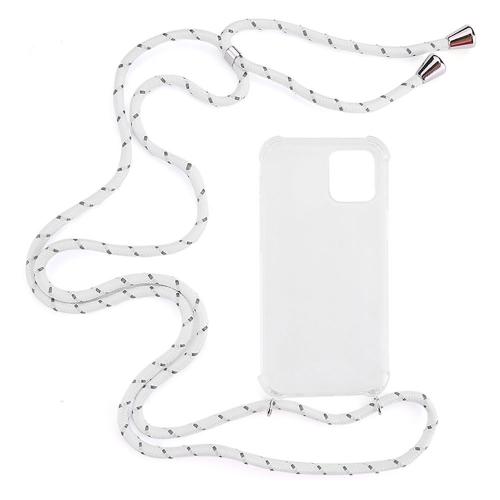 Shop4 - iPhone 12 Hoesje - Zachte Back Case met Koord Multi Wit