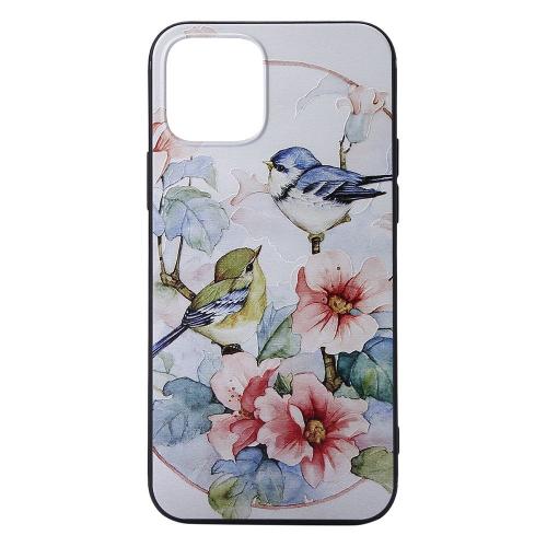 Shop4 - iPhone 12 Hoesje - Zachte Back Case Vogels Licht Blauw