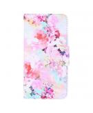 Shop4 - iPhone 12 mini Hoesje - Wallet Case Kleurrijke Bloemen