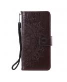 Shop4 - iPhone 12 mini Hoesje - Wallet Case Mandala Patroon Donker Bruin