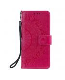Shop4 - iPhone 12 mini Hoesje - Wallet Case Mandala Patroon Roze