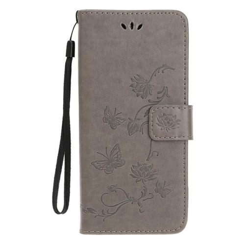 Shop4 - iPhone 12 mini Hoesje - Wallet Case Vlinder Patroon Grijs