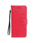 Shop4 - iPhone 12 mini Hoesje - Wallet Case Vlinder Patroon Rood