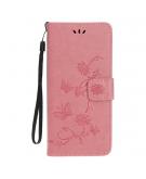 Shop4 - iPhone 12 mini Hoesje - Wallet Case Vlinder Patroon Roze