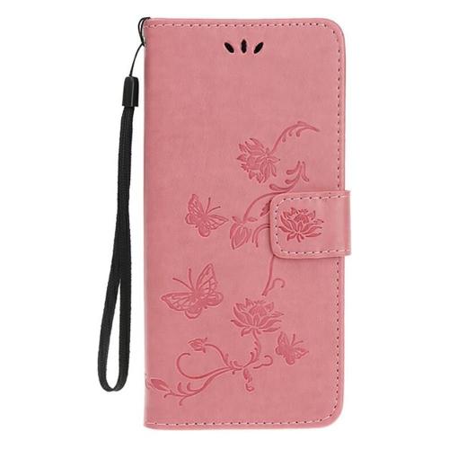 Shop4 - iPhone 12 mini Hoesje - Wallet Case Vlinder Patroon Roze