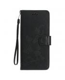 Shop4 - iPhone 12 mini Hoesje - Wallet Case Vlinder Patroon Zwart