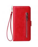 Shop4 - iPhone 12 Pro Hoesje - Wallet Case Cabello met Ritssluiting Rood