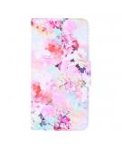 Shop4 - iPhone 12 Pro Hoesje - Wallet Case Kleurrijke Bloemen