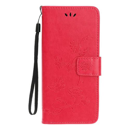 Shop4 - iPhone 12 Pro Hoesje - Wallet Case Vlinder Patroon Rood