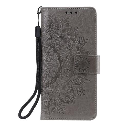 Shop4 - iPhone 12 Pro Max Hoesje - Wallet Case Mandala Patroon Grijs