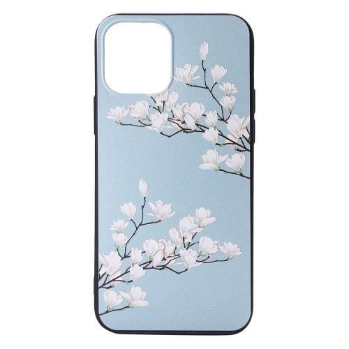 Shop4 - iPhone 12 Pro Max Hoesje - Zachte Back Case Bloesem Licht Blauw