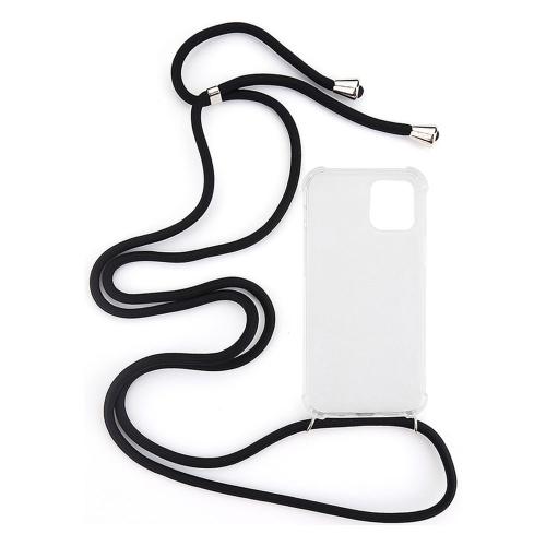 Shop4 - iPhone 12 Pro Max Hoesje - Zachte Back Case met Koord Zwart