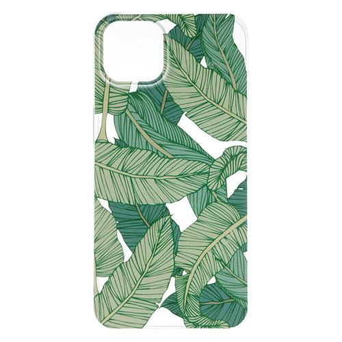 Shop4 - iPhone 13 Hoesje - Zachte Back Case Bananen Bladeren Transparant
