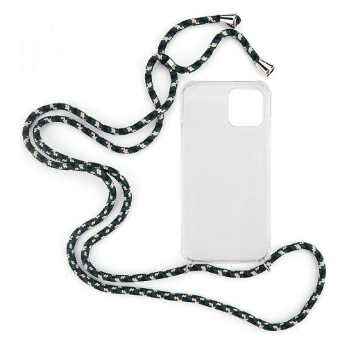 Shop4 - iPhone 13 Pro Hoesje - Zachte Back Case met Koord Camouflage Groen