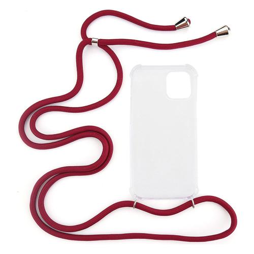 Shop4 - iPhone 13 Pro Hoesje - Zachte Back Case met Koord Donker Rood