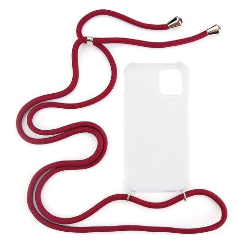 Shop4 - iPhone 13 Pro Max Hoesje - Zachte Back Case met Koord Donker Rood