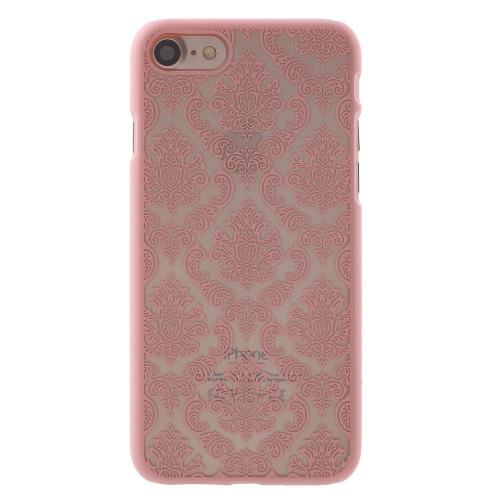 Shop4 - iPhone 7 Hoesje - Harde Back Case Damask Licht Roze