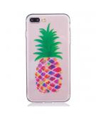 Shop4 - iPhone 7 Plus Hoesje - Zachte Back Case Gekleurde Ananas Transparant