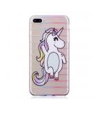 Shop4 - iPhone 7 Plus Hoesje - Zachte Back Case Unicorn Transparant