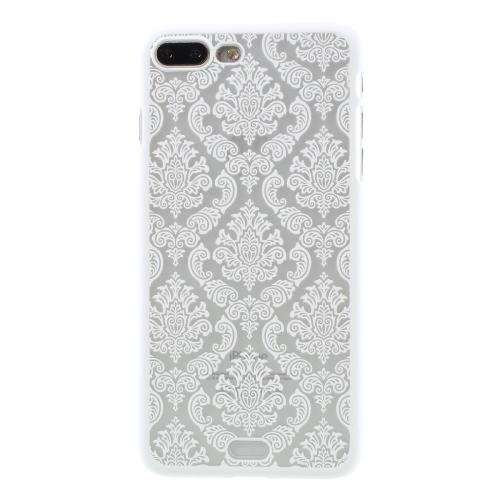 Shop4 - iPhone 8 Plus Hoesje - Harde Back Case Damask Wit